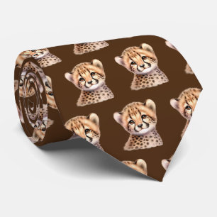 Cravate Impression léopard moderne kawaii Bébés guépard mi