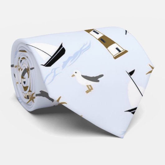 Cravate Impression Nautique Festive (Roulé)