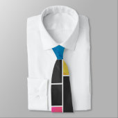 Cravate Impression noir rose bleu monochrome (Attaché)