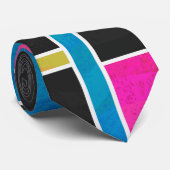 Cravate Impression noir rose bleu monochrome (Roulé)