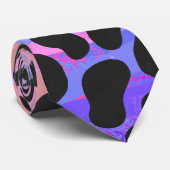 Cravate Impression noire et rose dalmate (Roulé)