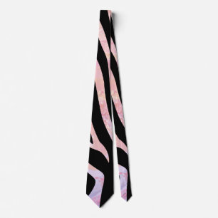 Cravate Impression noire et rose Zebra