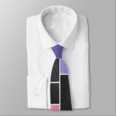 Cravate Impression noire violet mondriaque (Attaché)