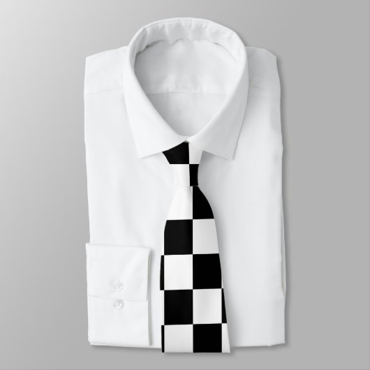 Cravate Impression numérique d'échecs noir et blanc (Attaché)