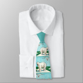Cravate impression ours blanc et mouettes (Attaché)