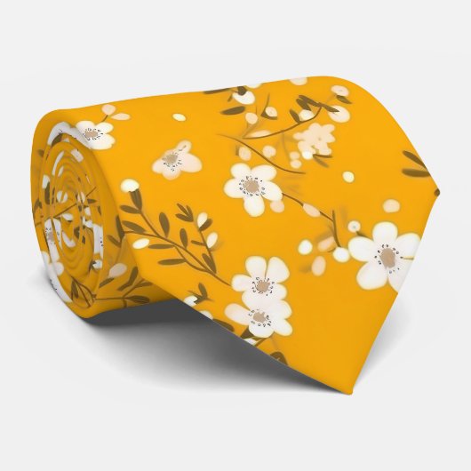 Cravate Impression Posy Sur Or (Roulé)