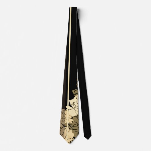 Cravate Impression rose d'anniversaire or, tan et beige (Devant)