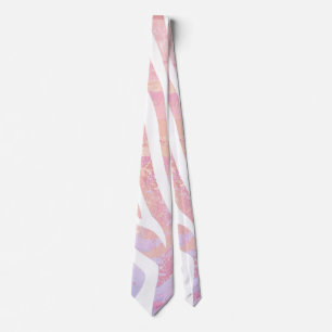 Cravate Impression rose et blanc Zebra