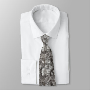 Cravate Impression serpent en motif gris et argent