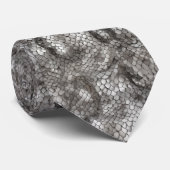 Cravate Impression serpent en motif gris et argent (Roulé)