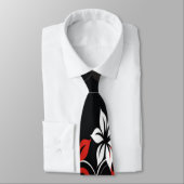 Cravate Impression Tribal Rouge et Noir (Attaché)