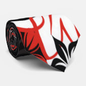 Cravate Impression Tribal Rouge et Noir (Roulé)