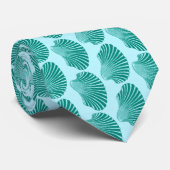 Cravate Impression, turquoise et aqua à coque de pétoncle (Roulé)