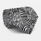 Cravate Impression Zebra en motif noir et blanc (Roulé)