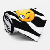 Cravate Impression zèbre moderne ,Emoji faisant un clin d' (Roulé)