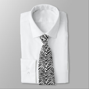 Cravate Impression zébrée noire et blanche
