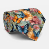Cravate Impressionist Butterflies and Flowers (Roulé)