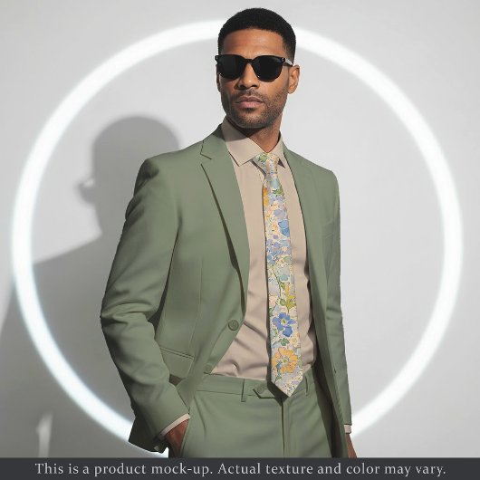 Cravate Impressionist Pastel Floral Necktie