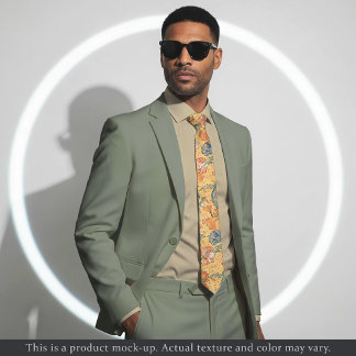 Cravate Impressionist Yellow Floral Necktie