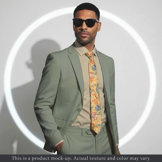 Cravate Impressionist Yellow Floral Necktie