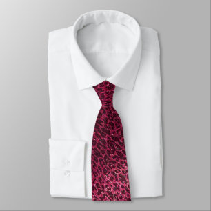 Cravate Imprimé animal professionnel rose chaud noir paill