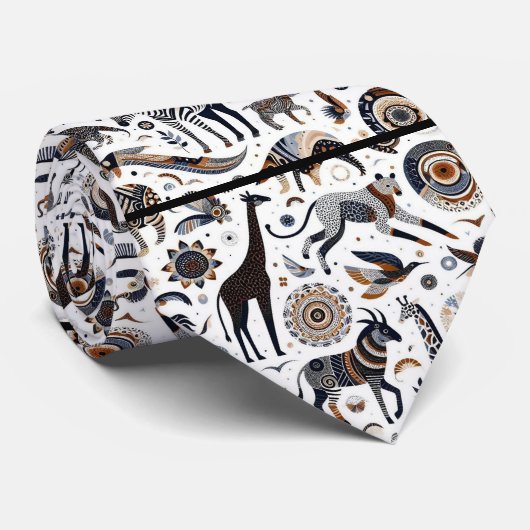 Cravate Imprimé d'animaux africains Boho (Roulé)