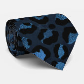 Cravate Imprimé léopard bleu et noir (Roulé)