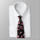 Cravate Imprimé léopard noir et rose (Attaché)