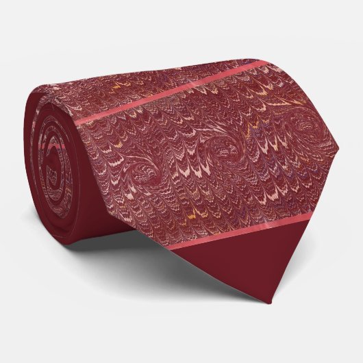 Cravate imprimé marbre rouge brique (Roulé)