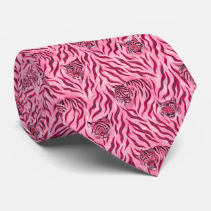 Cravate Imprimé Tigre Rose et Noir