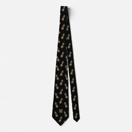 Cravate Imprimer petit ananas minuscule monogramme (Devant)