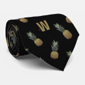 Cravate Imprimer petit ananas minuscule monogramme (Roulé)