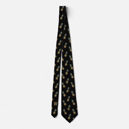 Cravate Imprimer petit ananas minuscule monogramme (Dos)
