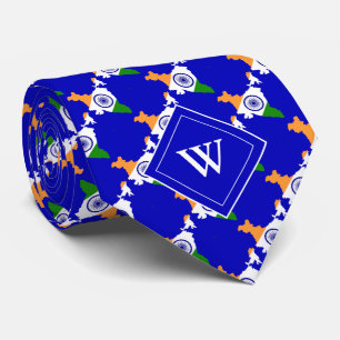 Cravate INDE Écriture chrétienne Monogramme Drapeau BLEU