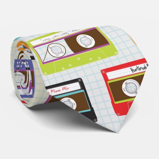 Cravate Indie Mixtapes Retro 80s Cassette Motif (Roulé)