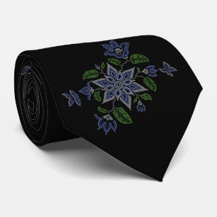 Cravate indigène Metis d'art de fleur perlant des