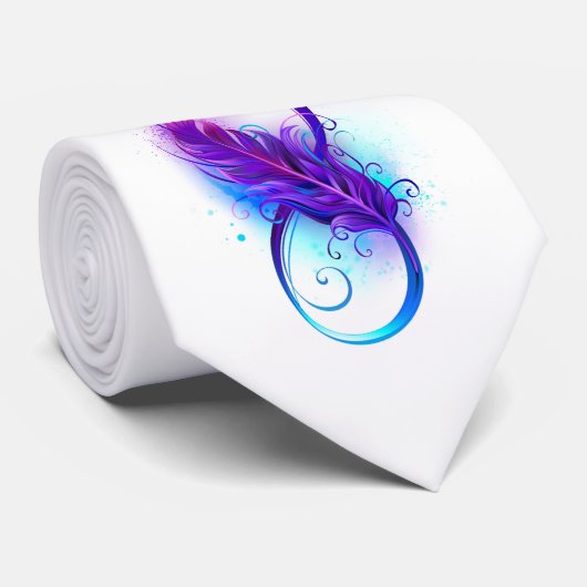 Cravate Infinity with purple feather (Roulé)