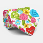 Cravate Infirmière Colorée Motif Floral (2) (Roulé)
