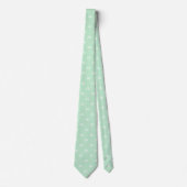 Cravate Initiales de Monogramme blanc vert à la menthe (Devant)