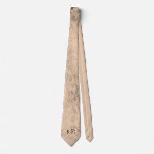 Cravate Initiales de motif sépia rose marron Grunge tendan