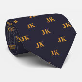 Cravate Initiales du monogramme d'or Sun Navy (Roulé)