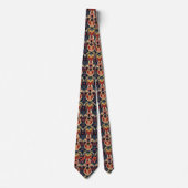 Cravate Initiales du Monogramme Motif Ikat Retro (Devant)