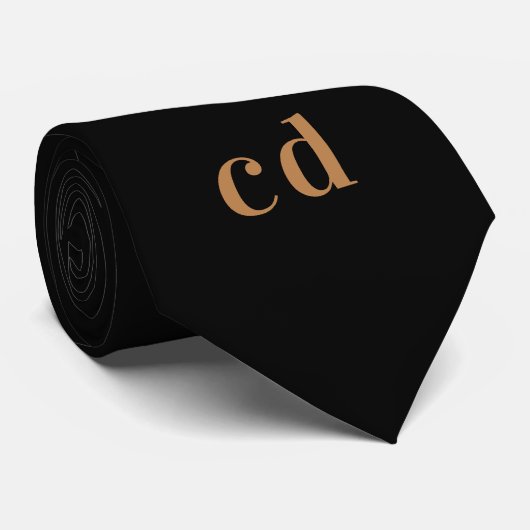 Cravate Initiales en or noir monogramme minimaliste (Roulé)