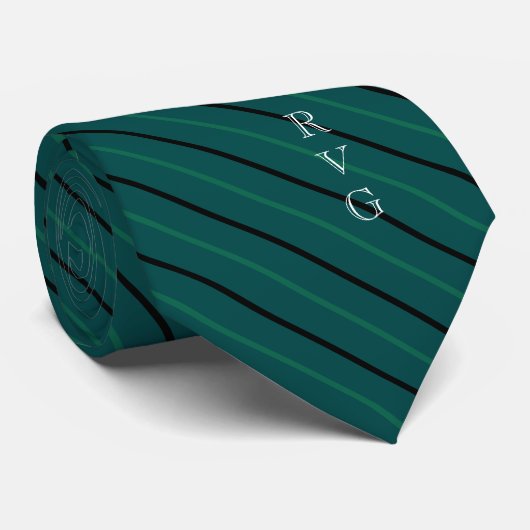 Cravate Initiales faites sur commande rayées de vert de (Roulé)