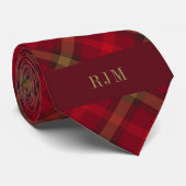 Cravate Initiales monogrammes et plaquées rouges (Roulé)