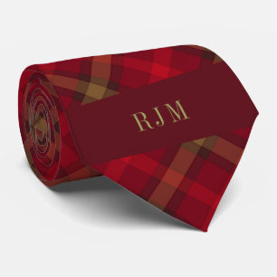 Cravate Initiales monogrammes et plaquées rouges
