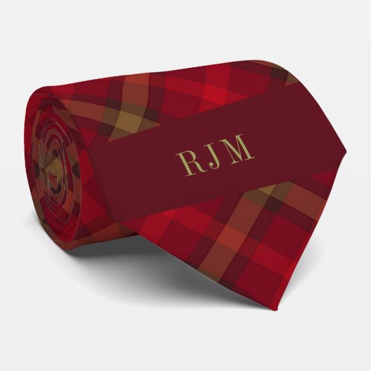 Cravate Initiales monogrammes et plaquées rouges (Roulé)