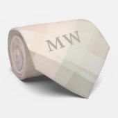Cravate Initiales Monogrammes Pastel Plaid Peach Beige Sag (Roulé)