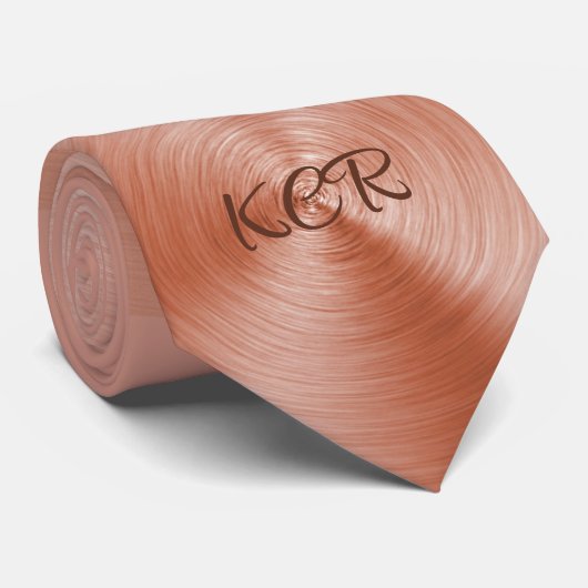 Cravate Initiales Monogrammes Roses Élégants (Roulé)