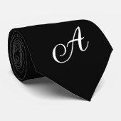 Cravate Initiales noires Groomsmen Monogramme Monogramme (Roulé)